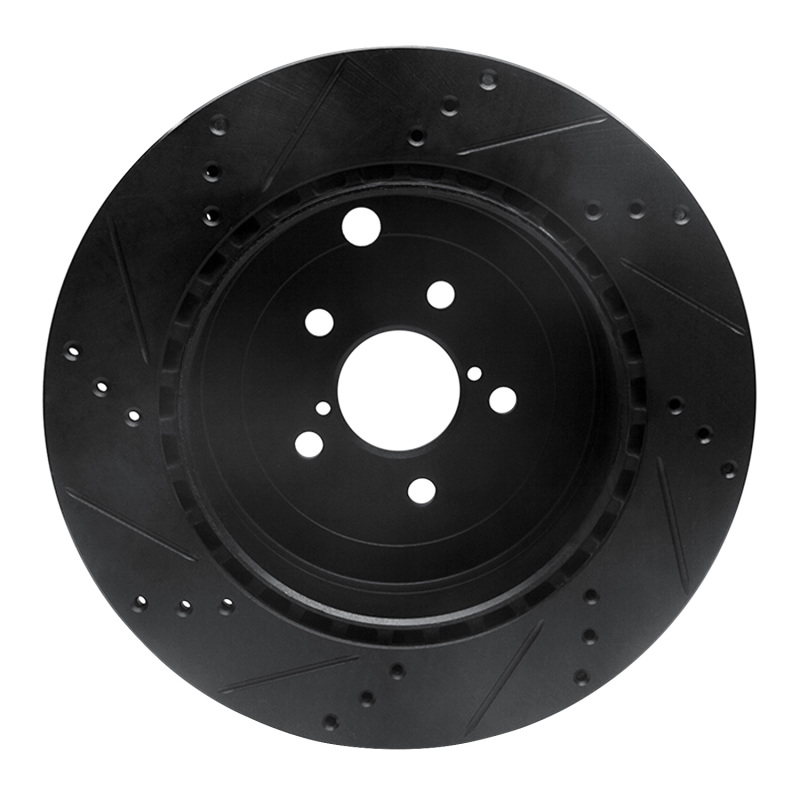 Picture of R1 17-25 Subaru BRZ Rear Right Drilled & Slotted Black Brake Rotor