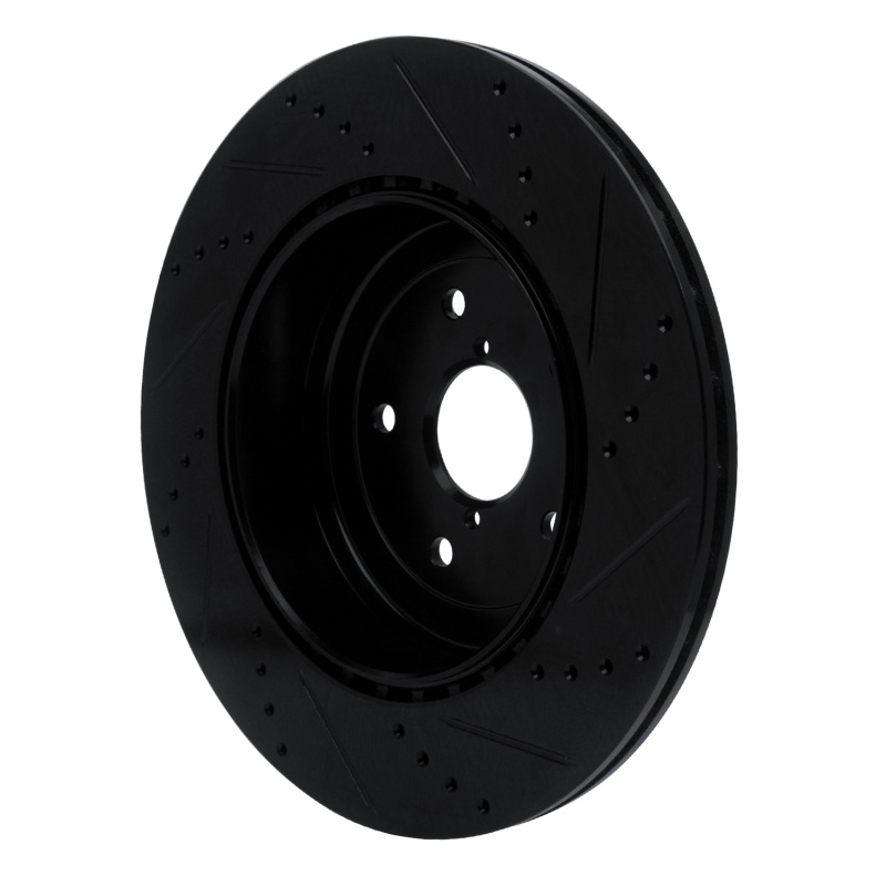 Picture of R1 18-25 Subaru WRX Rear Left Drilled & Slotted Black Brake Rotor