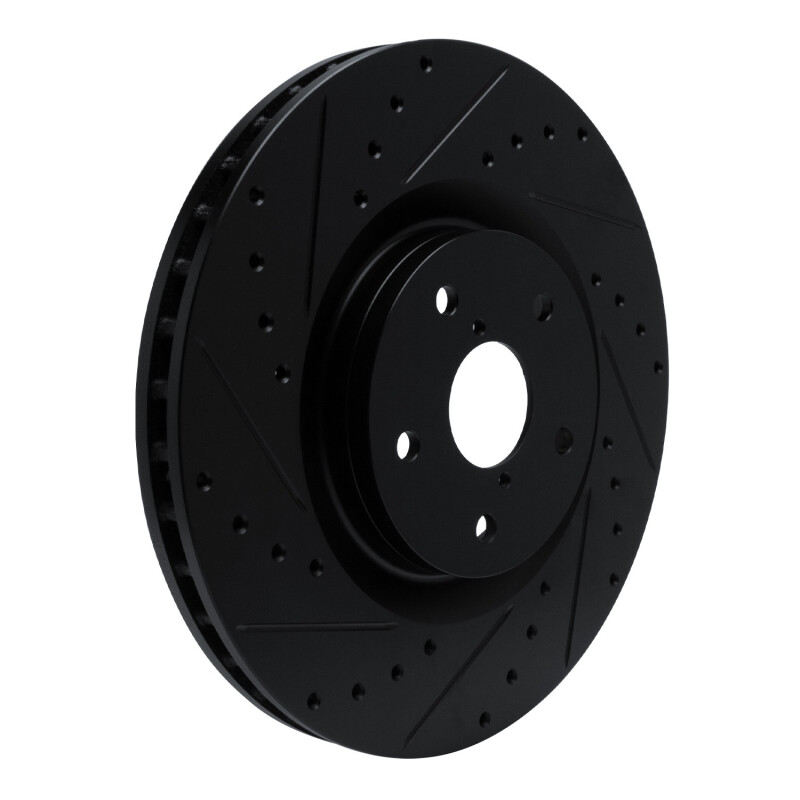 Picture of R1 -23 Subaru Ascent Front Left Drilled & Slotted Black Brake Rotor