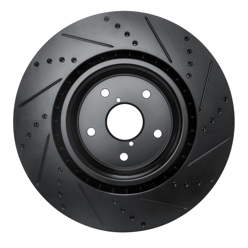 Picture of R1 18-25 Subaru WRX Front Left Drilled & Slotted Black Brake Rotor