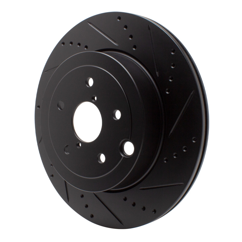 Picture of R1 18-25 Subaru WRX Rear Right Drilled & Slotted Black Brake Rotor