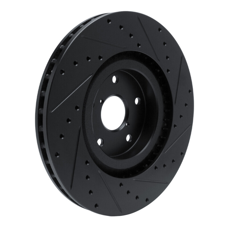 Picture of R1 -23 Subaru Ascent Front Left Drilled & Slotted Black Brake Rotor