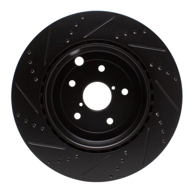 Picture of R1 18-25 Subaru WRX Rear Right Drilled & Slotted Black Brake Rotor