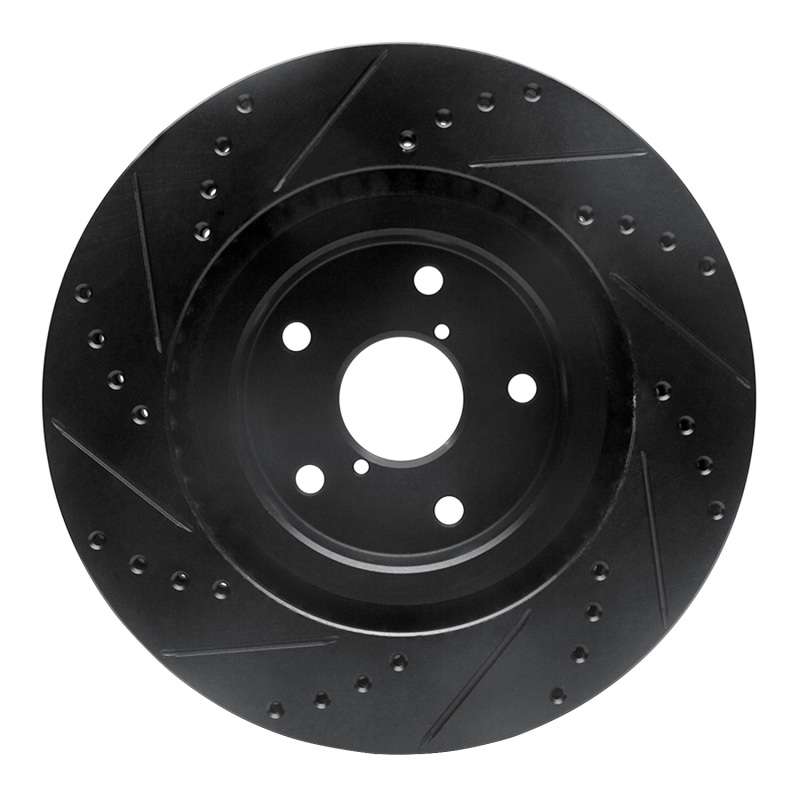 Picture of R1 -24 Subaru Forester Front Right Drilled & Slotted Black Brake Rotor