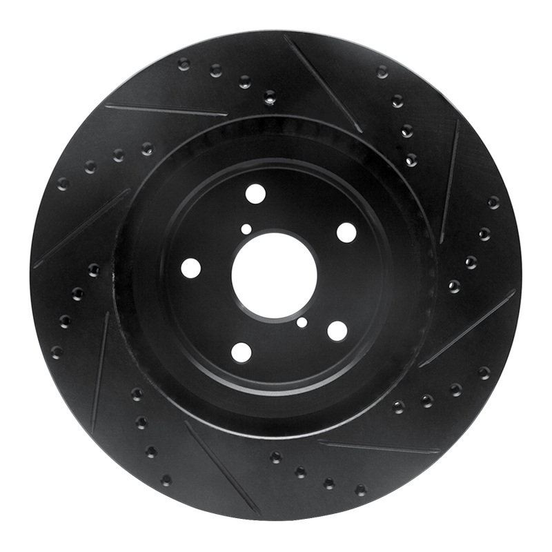 Picture of R1 -24 Subaru Forester Front Left Drilled & Slotted Black Brake Rotor