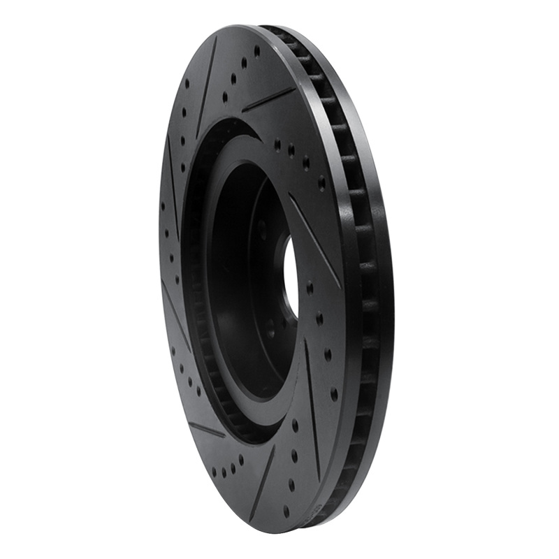 Picture of R1 -24 Subaru Forester Front Right Drilled & Slotted Black Brake Rotor