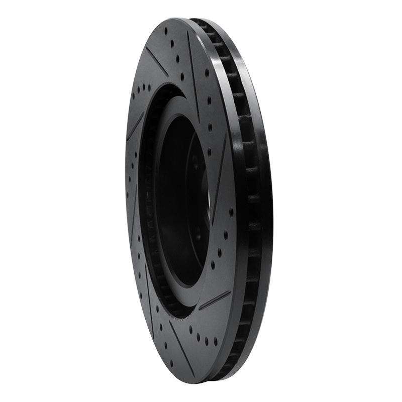 Picture of R1 -24 Subaru Forester Front Left Drilled & Slotted Black Brake Rotor