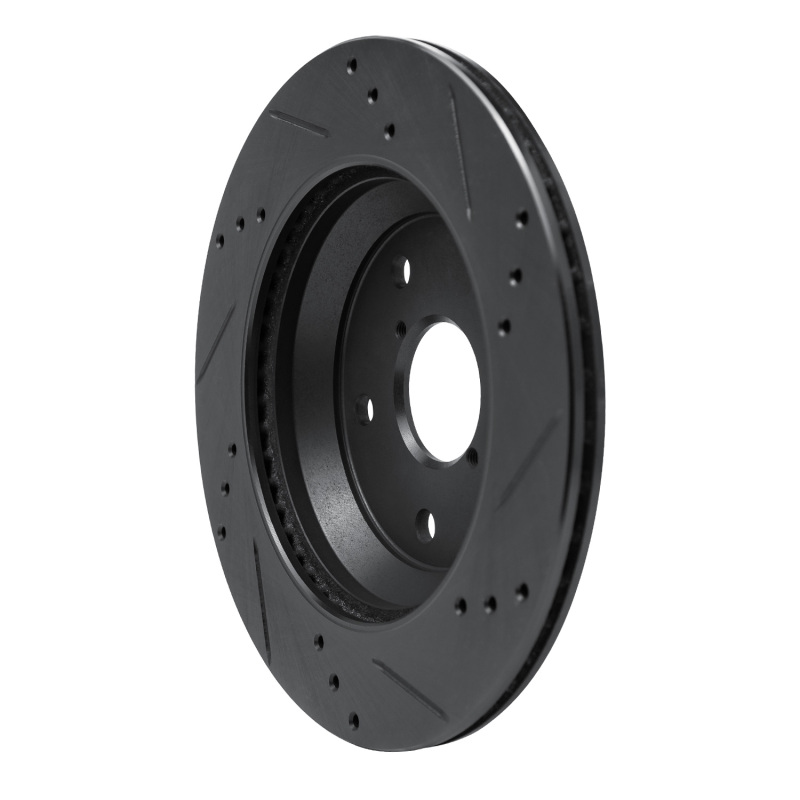 Picture of R1 -25 Subaru Crosstrek Rear Left Drilled & Slotted Black Brake Rotor