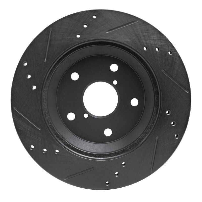 Picture of R1 -25 Subaru Crosstrek Rear Right Drilled & Slotted Black Brake Rotor