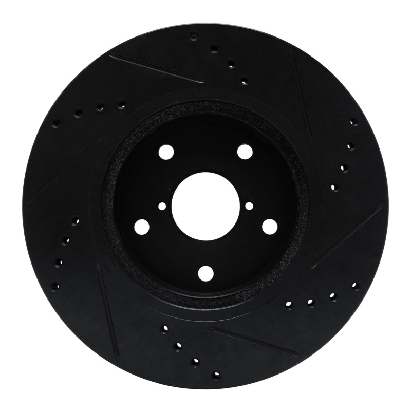 Picture of R1 -24 Subaru Forester Front Left Drilled & Slotted Black Brake Rotor