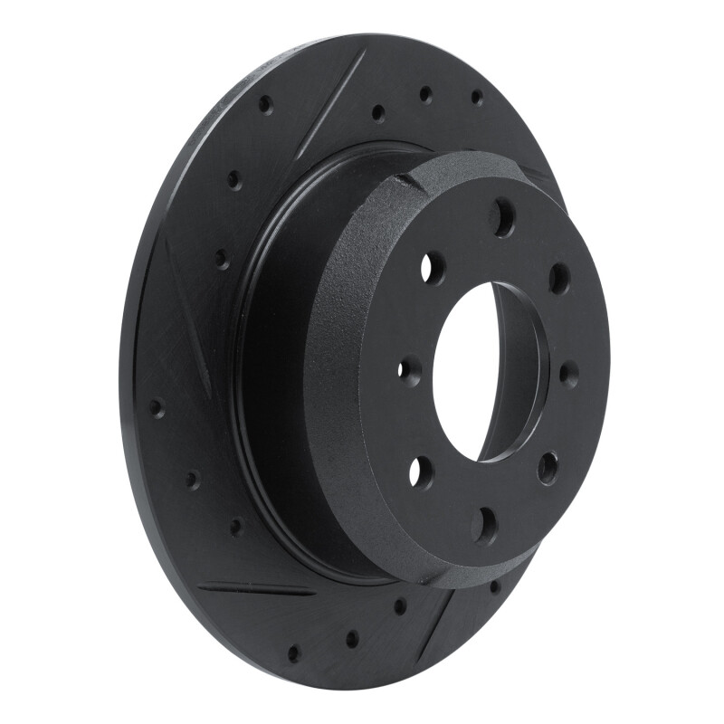 Picture of R1 64-94 Alfa Romeo Giulia Rear Left Drilled & Slotted Black Brake Rotor
