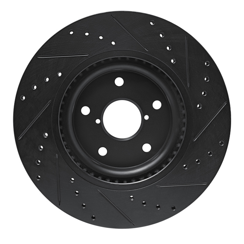 Picture of R1 20-25 Subaru WRX Front Left Drilled & Slotted Black Brake Rotor