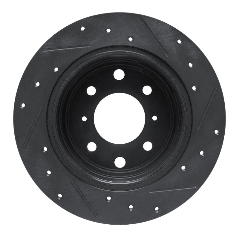 Picture of R1 64-94 Alfa Romeo Giulia Rear Left Drilled & Slotted Black Brake Rotor
