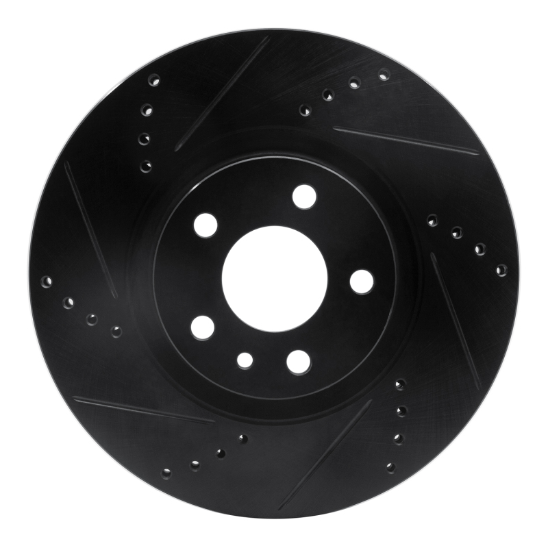Picture of R1 91-20 Alfa Romeo 164 Front Left Drilled & Slotted Black Brake Rotor