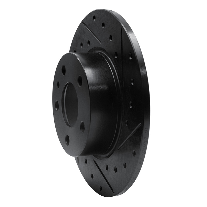 Picture of R1 91-95 Alfa Romeo 164 Rear Right Drilled & Slotted Black Brake Rotor