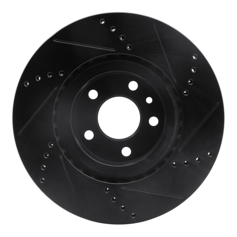 Picture of R1 91-20 Alfa Romeo 164 Front Left Drilled & Slotted Black Brake Rotor