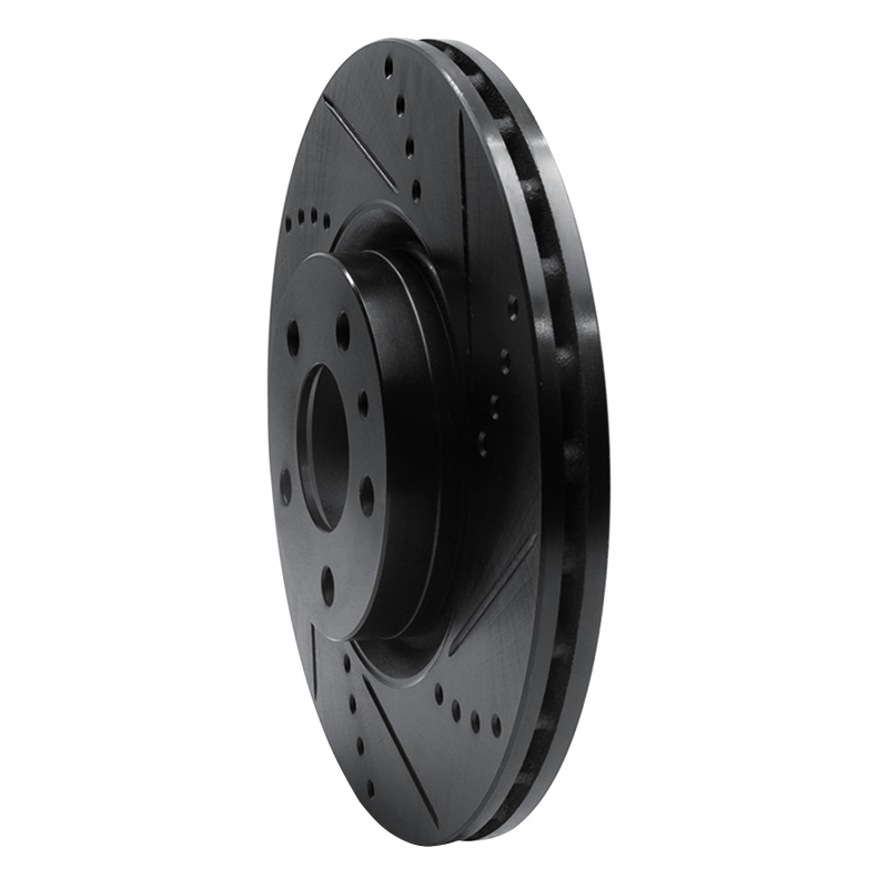 Picture of R1 91-20 Alfa Romeo 164 Front Right Drilled & Slotted Black Brake Rotor