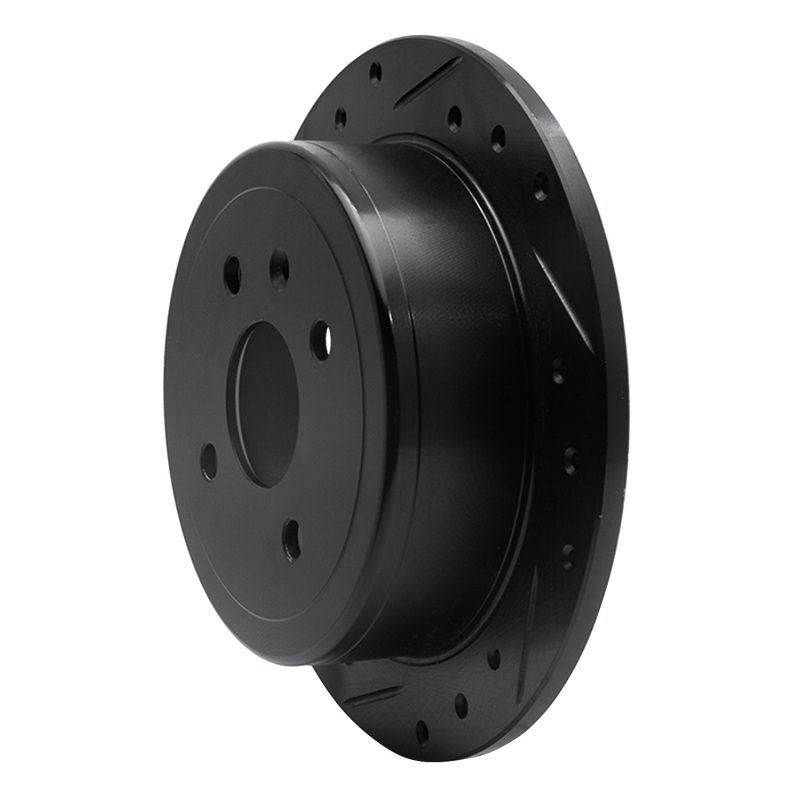 Picture of R1 99-02 Daewoo Nubira Rear Left Drilled & Slotted Black Brake Rotor