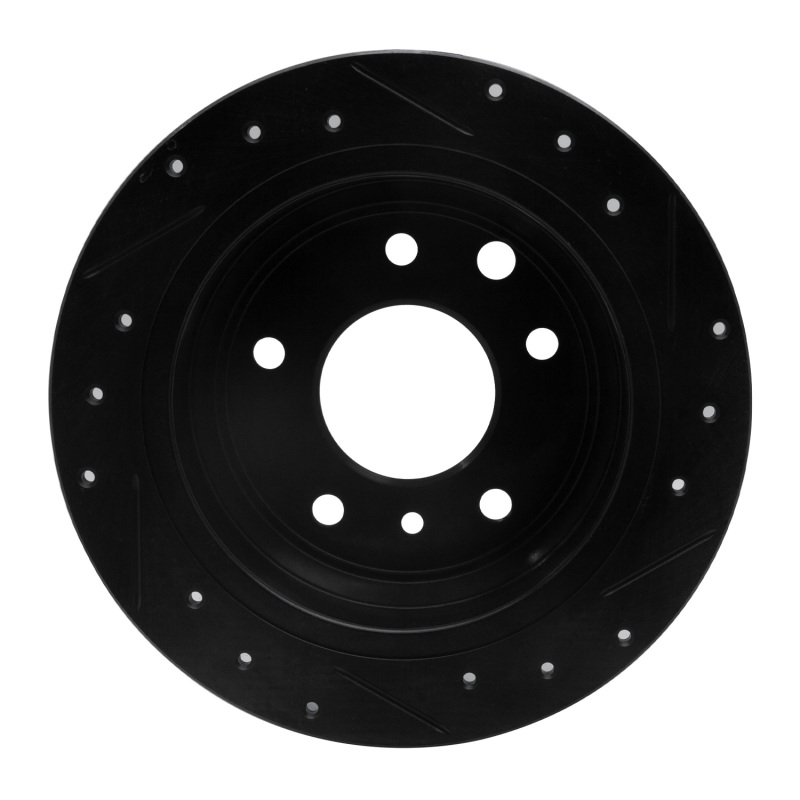 Picture of R1 86-89 Jaguar Vanden Plas Rear Left Drilled & Slotted Black Brake Rotor