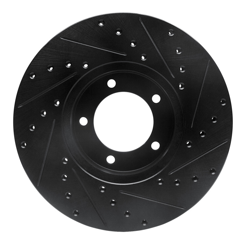 Picture of R1 71-97 Jaguar Vanden Plas Front Left Drilled & Slotted Black Brake Rotor