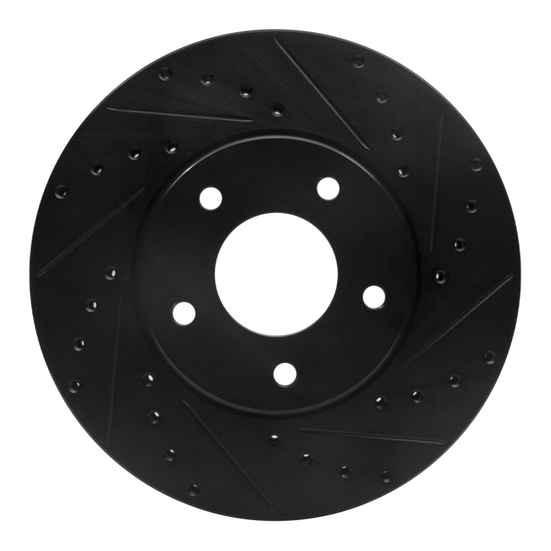 Picture of R1 97-03 Jaguar Vanden Plas Front Right Drilled & Slotted Black Brake Rotor