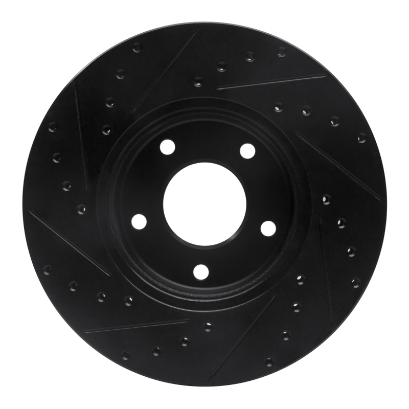 Picture of R1 97-03 Jaguar Vanden Plas Front Right Drilled & Slotted Black Brake Rotor