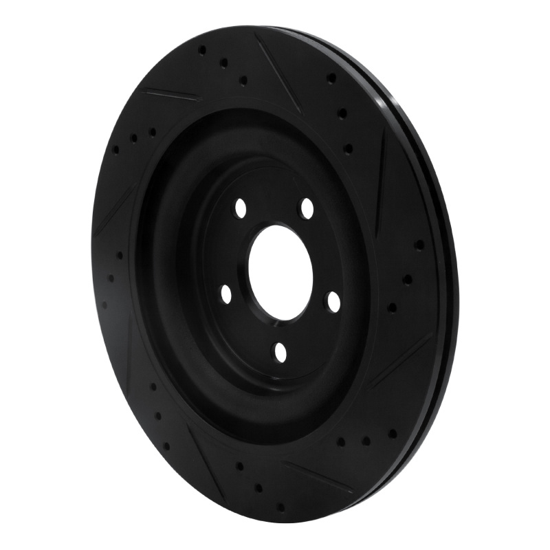 Picture of R1 06-15 Jaguar Super V8 Rear Left Drilled & Slotted Black Brake Rotor