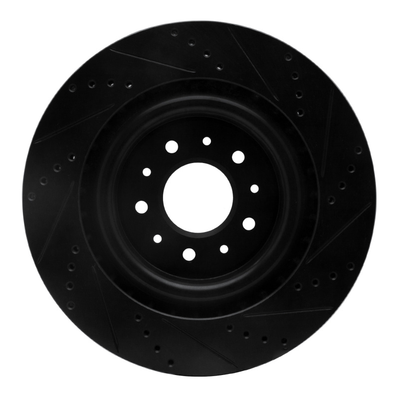 Picture of R1 00-06 Jaguar XKR Front Left Drilled & Slotted Black Brake Rotor