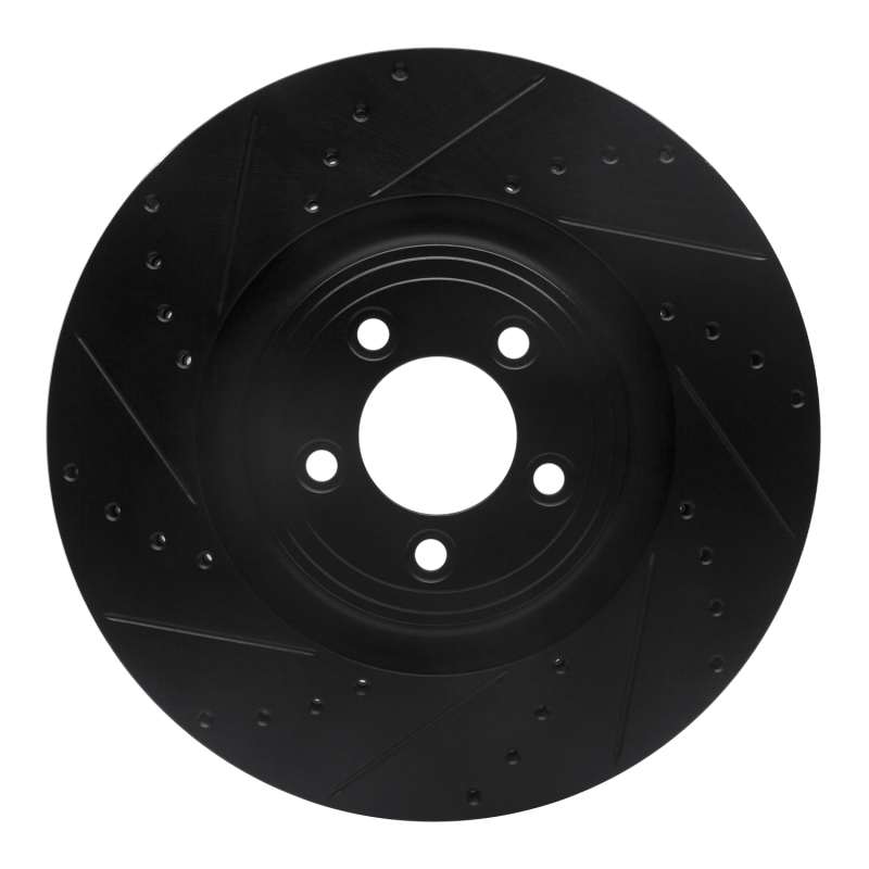 Picture of R1 06-21 Jaguar F-Type Front Left Drilled & Slotted Black Brake Rotor