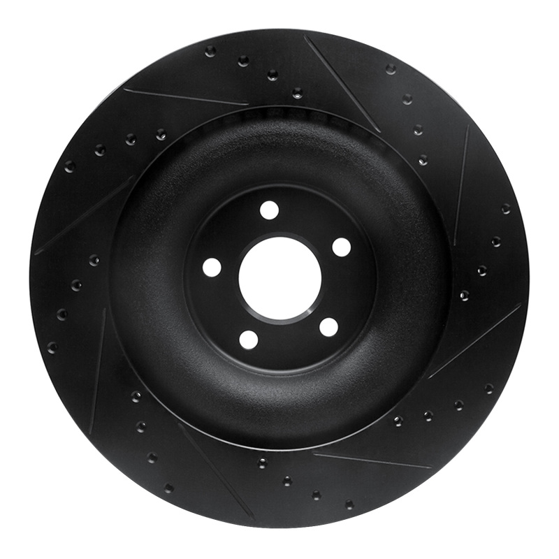 Picture of R1 10-24 Jaguar XFR Rear Left Drilled & Slotted Black Brake Rotor