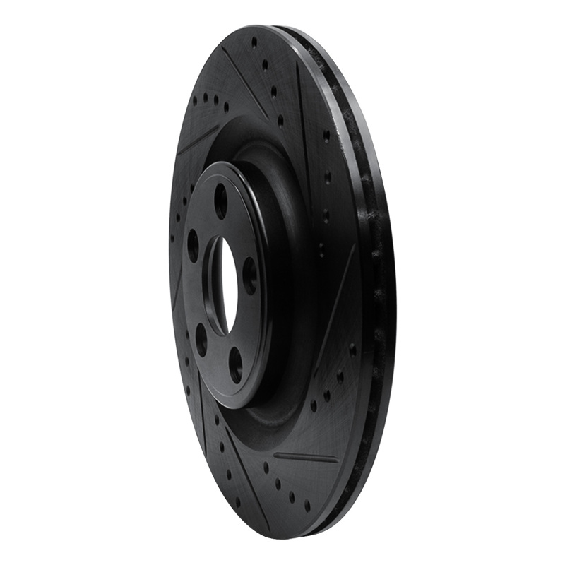 Picture of R1 14-21 Jaguar F-Type Rear Right Drilled & Slotted Black Brake Rotor