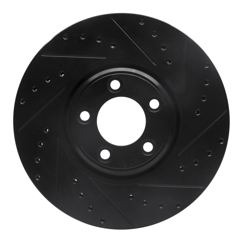 Picture of R1 03-05 Jaguar Vanden Plas Front Right Drilled & Slotted Black Brake Rotor