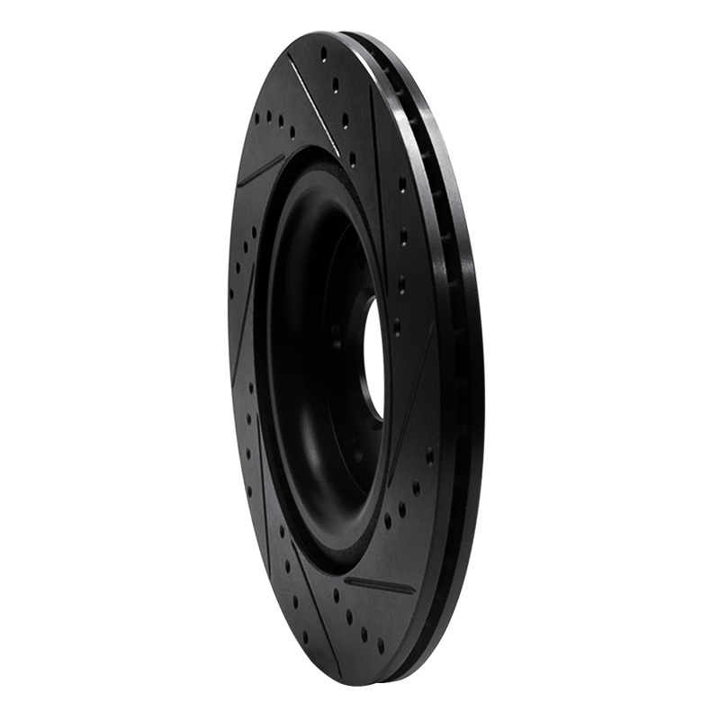 Picture of R1 14-21 Jaguar F-Type Rear Left Drilled & Slotted Black Brake Rotor