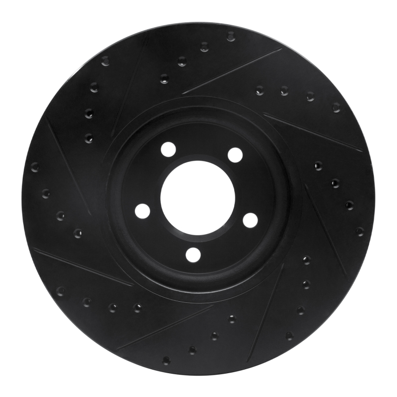 Picture of R1 03-05 Jaguar Vanden Plas Front Right Drilled & Slotted Black Brake Rotor