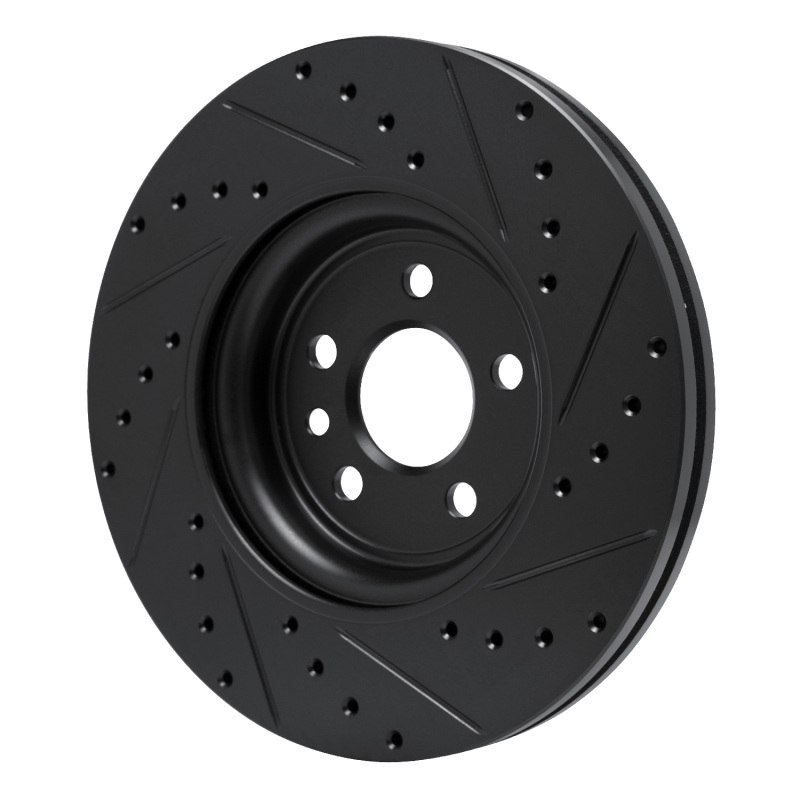 Picture of R1 17-19 Jaguar F-Pace Front Left Drilled & Slotted Black Brake Rotor