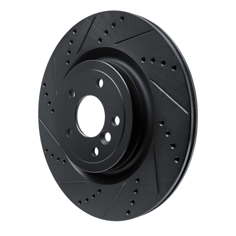 Picture of R1 16-24 Jaguar XF Rear Left Drilled & Slotted Black Brake Rotor
