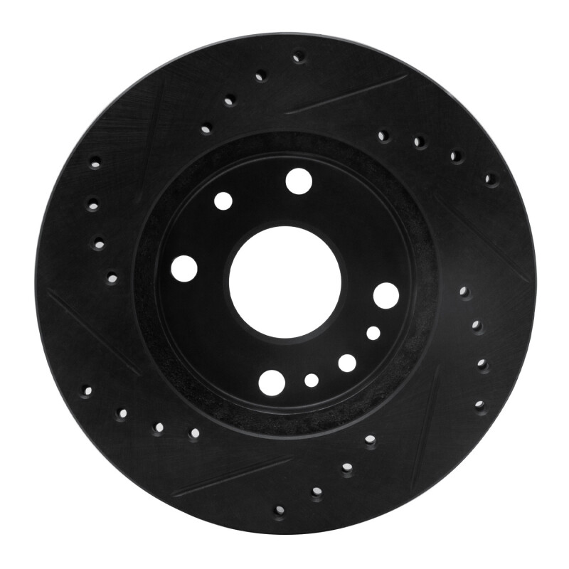 Picture of R1 94-02 Ford ASPIRE Front Right Drilled & Slotted Black Brake Rotor