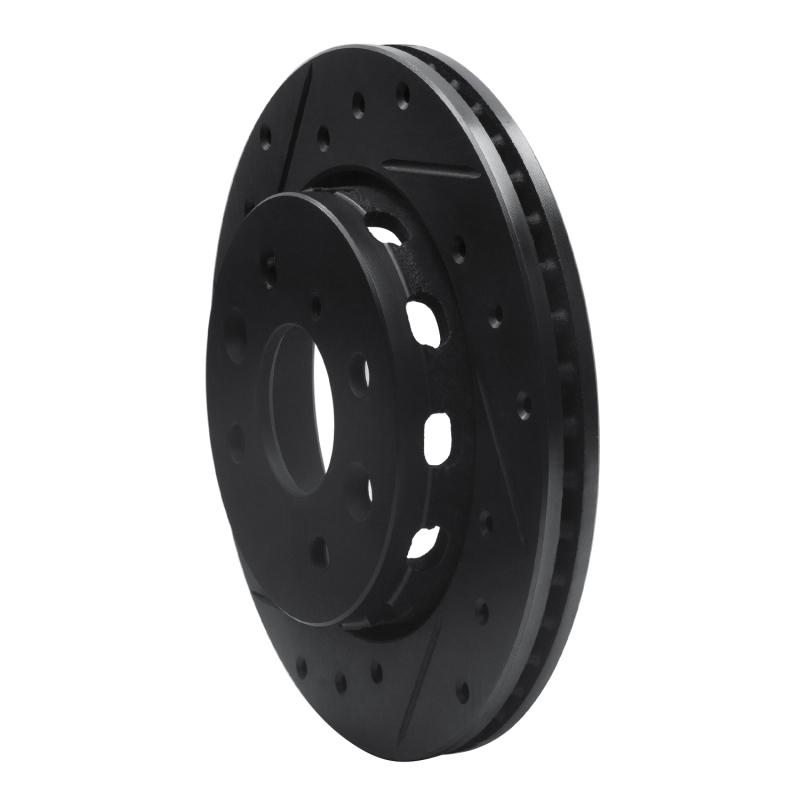 Picture of R1 94-00 Kia Sephia Front Left Drilled & Slotted Black Brake Rotor