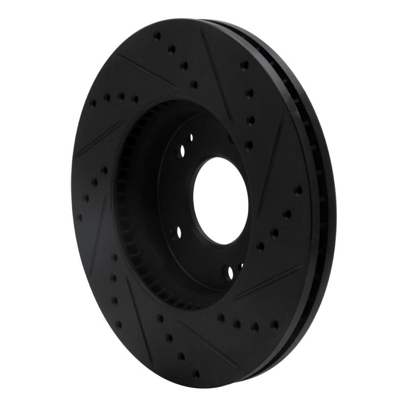 Picture of R1 07-10 Kia Rondo (Canada) Front Left Drilled & Slotted Black Brake Rotor