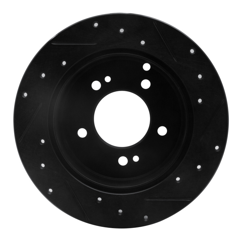 Picture of R1 07-12 Kia Rondo (USA) Rear Left Drilled & Slotted Black Brake Rotor