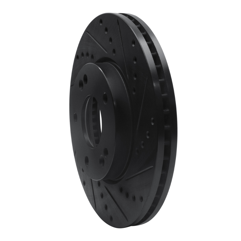 Picture of R1 07-10 Kia Rondo (Canada) Front Right Drilled & Slotted Black Brake Rotor