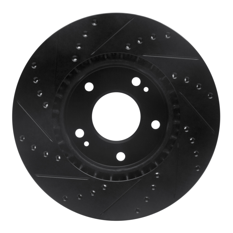 Picture of R1 10-13 Kia Forte Koup Front Right Drilled & Slotted Black Brake Rotor
