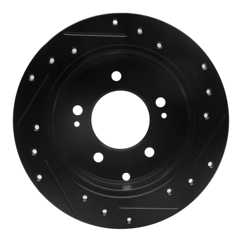 Picture of R1 10-13 Kia Forte Rear Left Drilled & Slotted Black Brake Rotor