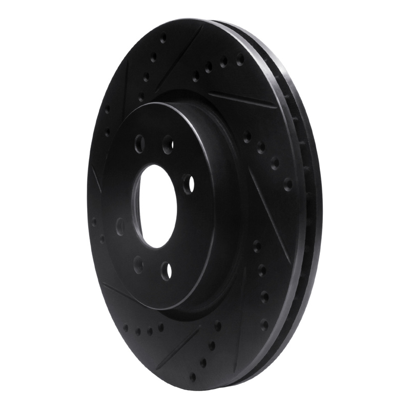 Picture of R1 12-23 Hyundai Accent Front Left Drilled & Slotted Black Brake Rotor