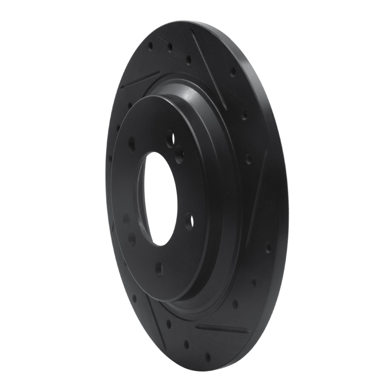 Picture of R1 13-25 Hyundai Elantra GT Rear Right Drilled & Slotted Black Brake Rotor