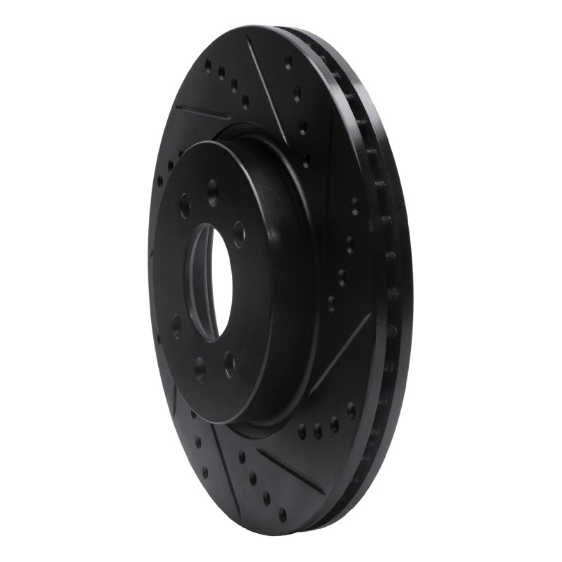 Picture of R1 12-23 Hyundai Accent Front Right Drilled & Slotted Black Brake Rotor