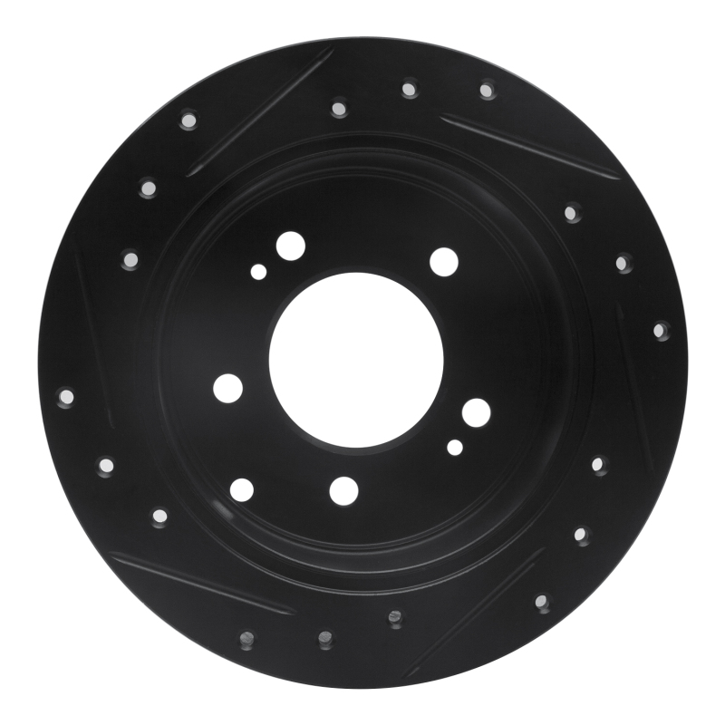 Picture of R1 10-13 Kia Soul Rear Right Drilled & Slotted Black Brake Rotor