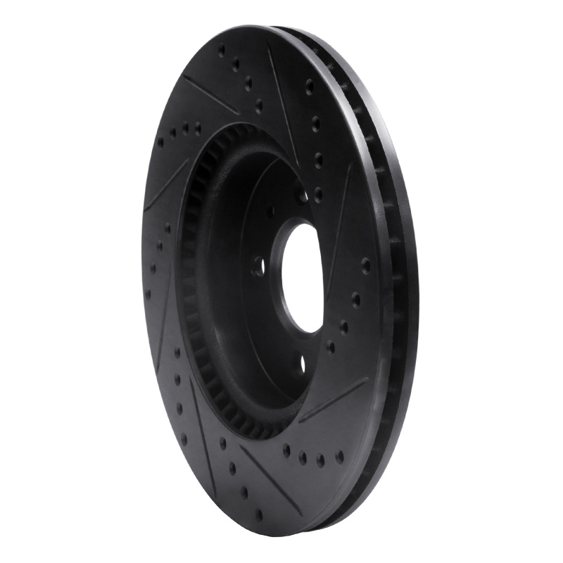 Picture of R1 12-23 Hyundai Accent Front Left Drilled & Slotted Black Brake Rotor