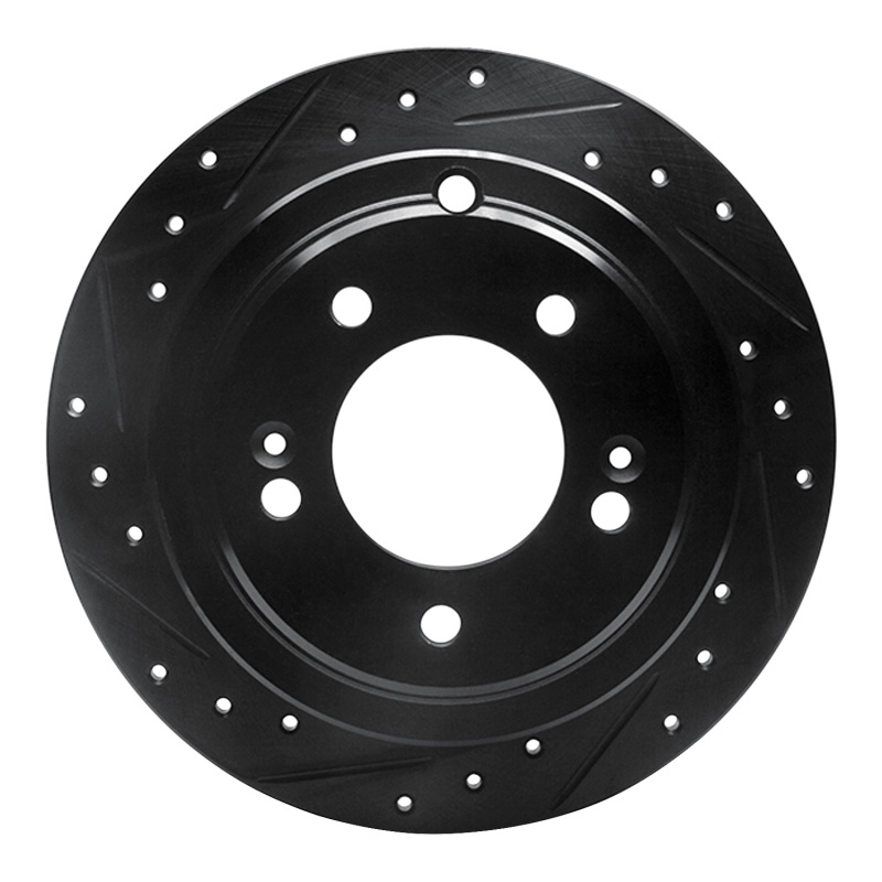 Picture of R1 04-06 Kia AMANTI Rear Left Drilled & Slotted Black Brake Rotor