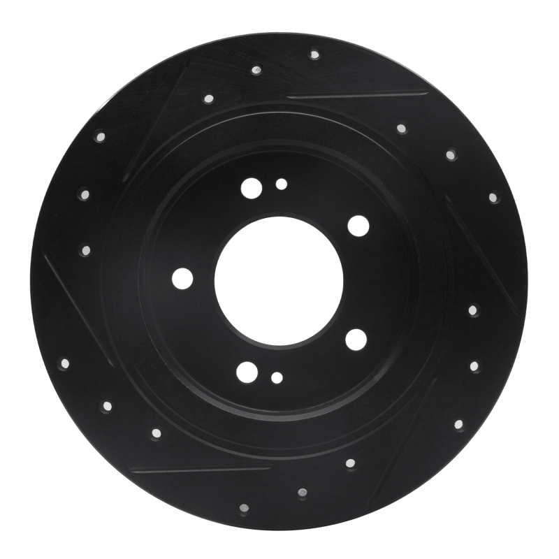 Picture of R1 13-25 Hyundai Elantra GT Rear Right Drilled & Slotted Black Brake Rotor